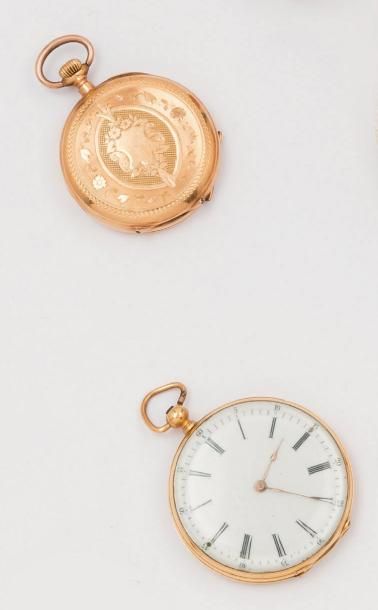 Deux montres de poche en or jaune. P. Brut...