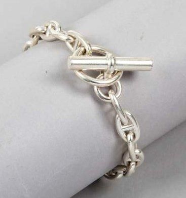 HERMÈS Paris made in France Bracelet "Chaîne d'ancre" en argent, fermoir bâtonnet....