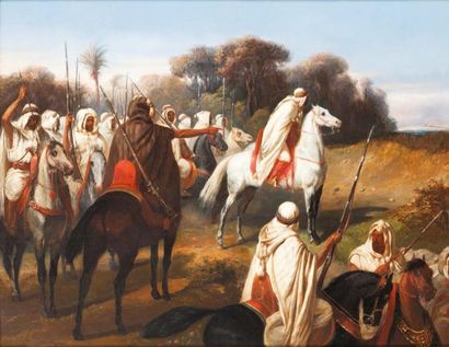 Comte de SANSAC (1762-1849) Abd-el-Kader montre l'ennemi Huile sur toile, signée...