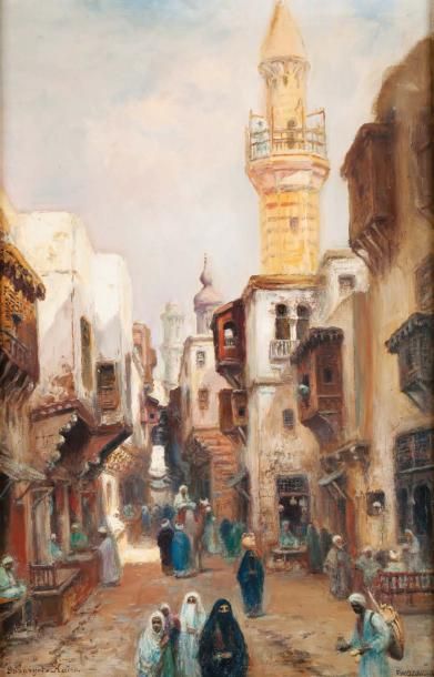 Frans OLDEMARK (1849-1937) Rue du Caire Huile sur toile, signée en bas à droite et...