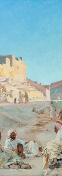 Étienne DINET (1861-1929) Repos dans une rue de Bou Saâda, 1888 Huile sur toile,...