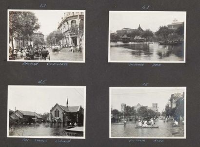 null [INONDATIONS de TIENTSIN]. Album de 150 photographies montrant les inondations...