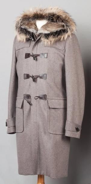 Yves SALOMON Homme Duffle-coat Homme zippé en laine chinée taupe, doublé d'un bavolet...