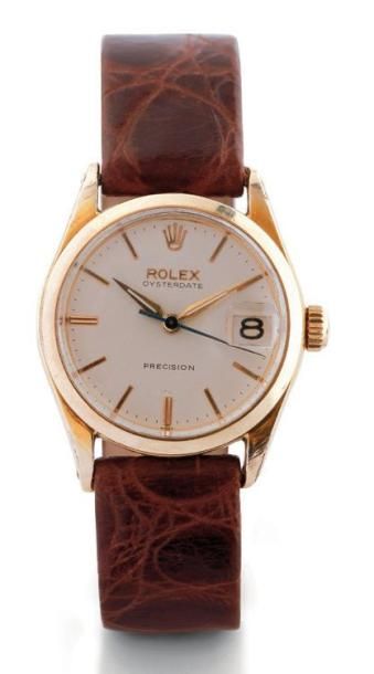 ROLEX OYSTER DATE PRECISION 6466 vers 1948 Montre bracelet en métal plaqué or. Boîtier...
