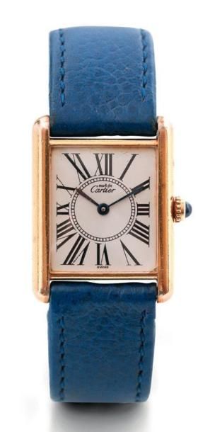 CARTIER TANK MUST N°91527/590005 vers 1980 Montre bracelet rectangle en vermeil....