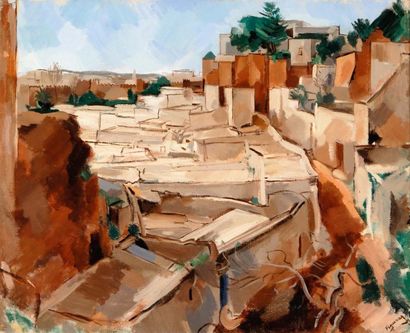 Alfred FIGUERAS (1898 - 1980) Moulay-Idriss (ville sainte) Huile sur toile, signée...