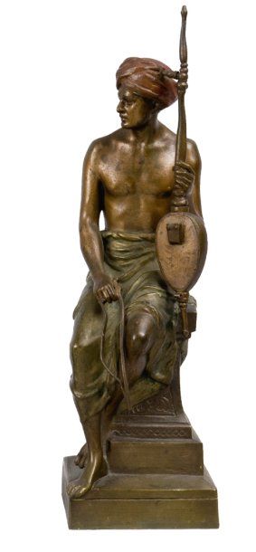 null Ecole autrichienne. Bronze de Vienne, début XXème siècle. Le musicien Epreuve...