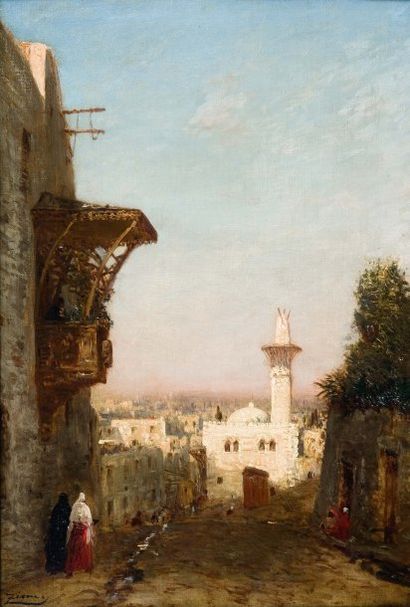 Félix ZIEM (1821-1911) Rue au Liban Huile sur toile, signée en bas à gauche. Oil...