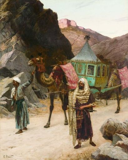 Rudolf ERNST (1854-1932) Le palanquin Huile sur panneau de la « Maison Blanchet »,...