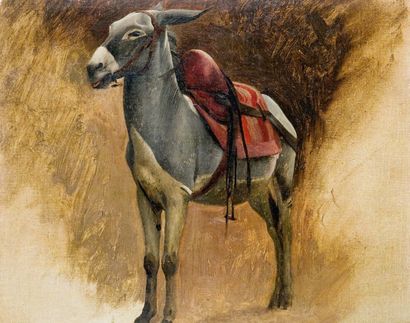 Jean Léon GEROME (1824-1904) Etude pour un âne Huile sur panneau. Oil on panel. 21,5...