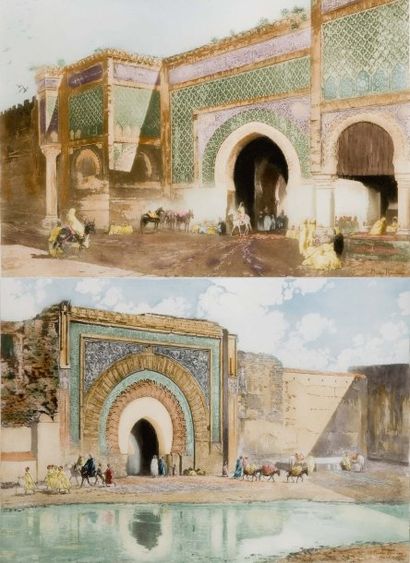 Maurice ROMBERG DE VAUCORBEIL (1862-1943) «Marrakech, Bab Agnaou (1895)» - « Porte...