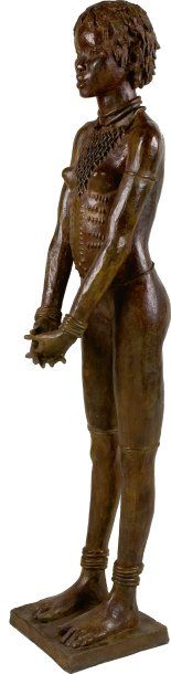 Jacques DARBAUD (né en 1943) Adolescente Nouba, Soudan Epreuve en bronze à patine...