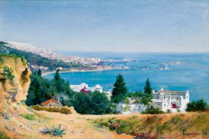 LEPREVOST (XIXème-XXème siècle) Vue de la Baie d'Alger. Huile sur panneau, signée...