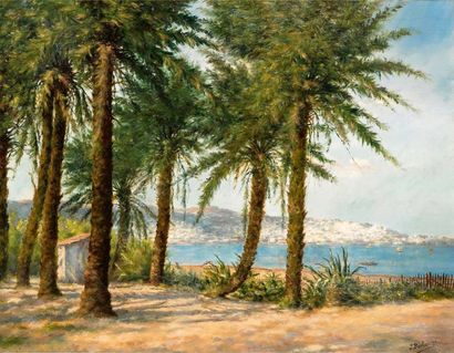 J.PARLANGE (XIXe-XXe siècle) Vue d'Alger depuis Bordj-el-Bahri Huile sur toile, signée...