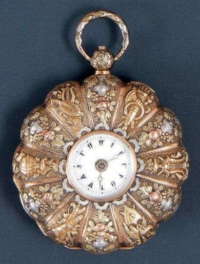 LEROY à Paris N°5715 Rare et belle montre à coq en 3 ors pour le marché Turc. Boîtier...