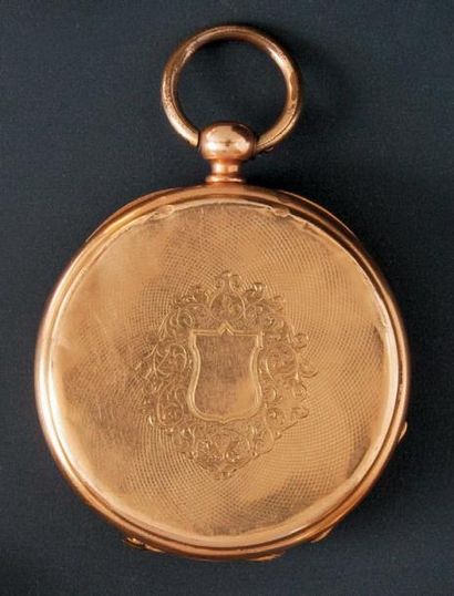 ANONYME N° 7993 vers 1880 Montre de poche en or. Boîtier rond. Cadran émail blanc...