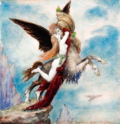 Gustave MOREAU (1826-1898) et Paul GRANDHOMME (Fin du XIXème siècle) La chimère Plaque...