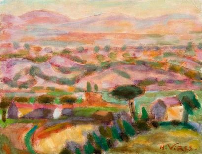 Hernando VINES SOTO (1904-1993) Aix en Provence Huile sur toile, signée en bas à...