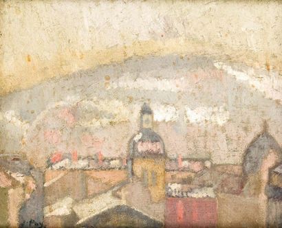 Jean PUY (1876-1960) Vue d'un village Huile sur toile, signée en bas à gauche. 37...