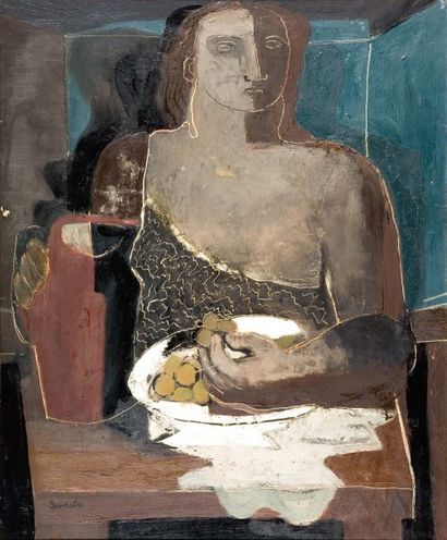 Jean SOUVERBIE (1891-1981) Femmes au pichet et aux raisins Huile sur toile, signée...