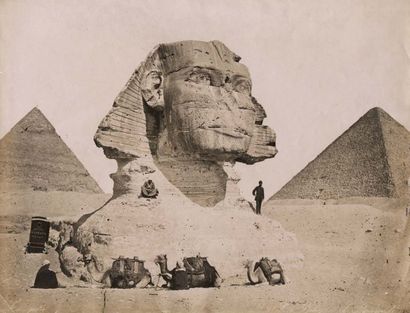 Pyramide de Cheops et le Sphinx, c. 1870....