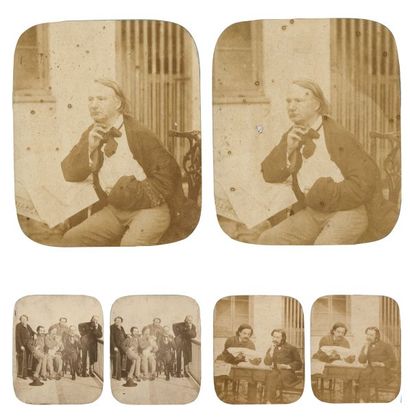 null Victor Hugo en exil à Jersey, c. 1853-1855. Portrait ; François-Victor et Charles...