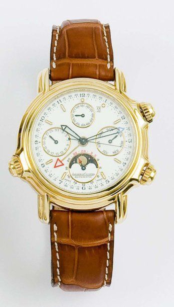 JAEGER-LECOULTRE «Grand Réveil» Montre de poignet en or jaune, cadran blanc à quatre...