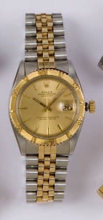 ROLEX Turnograft Bracelet-montre en or jaune et acier, cadran or, lunette en or jaune,...