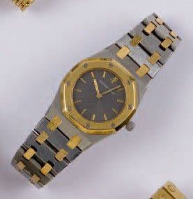 AUDEMARS PIGUET Royal Oak Bracelet-montre de femme en or jaune et acier, cadran ardoise,...