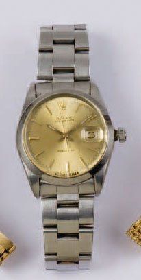 ROLEX Oyster Date Bracelet-montre en acier, cadran or, date, mouvement automatique,...