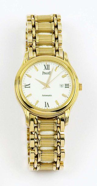 PIAGET «Golf» Bracelet-montre en or jaune, cadran blanc, date, mouvement automatique,...