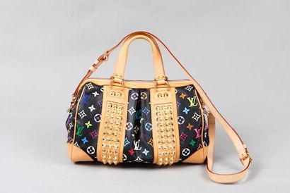 LOUIS VUITTON par Takashi Murakami Sac "Courtney" 32 cm en toile noir à monogram...