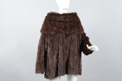 Thes IZIVELI Pull-over en patchwork de Martre zibeline brune lustrée marron du Canada,...