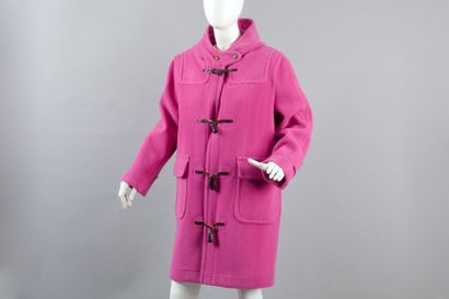 OLD ENGLAND Duffle coat à capuche en laine à motif chevrons rose, boutonnage brandebourg...
