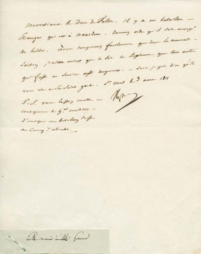 lettres de napoleon 1er Relative à la Hollande. Lettre signée Napo., adressée au...