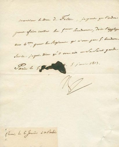 lettres de napoleon 1er Organisation des escadrons. Lettre signée Np., adressée au...