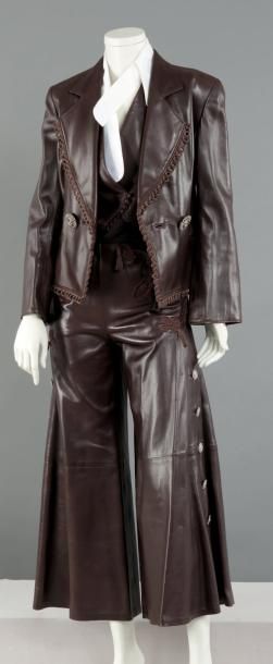 Christian DIOR boutique par Gianfranco FERRE, circa 1990 Ensemble pantalon en cuir...