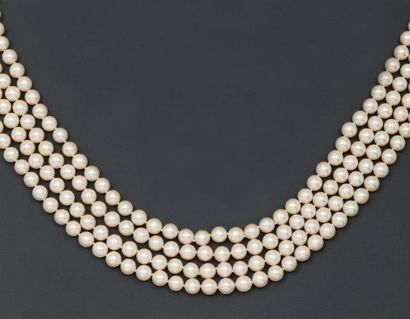 VAN CLEEF & ARPELS Collier de quatre rangs de perles de culture japonaises Akoia....