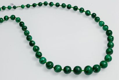 null Sautoir de boules de malachite en chute