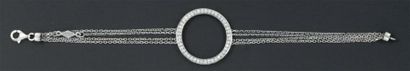 Edouard NAHUM Bracelet en or gris orné d?un motif rond serti de diamants. Signé E....