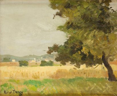 René DUREY (1890-1959) Champs de blé Huile sur toile, signee en bas a gauche. 22...