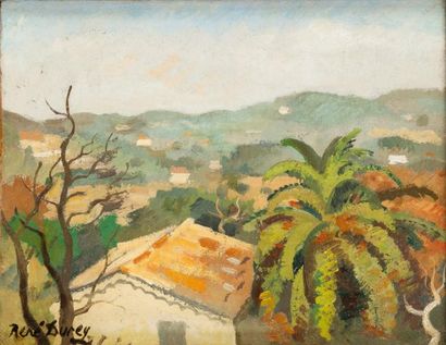 René DUREY (1890-1959) Saint Tropez Huile sur toile, signee en bas a gauche. 19,5...