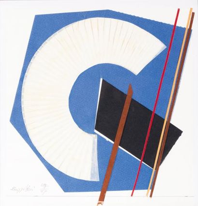 Silvano BOZZOLINI (1911-1998) Composition abstraite Collage et technique mixte, signe...
