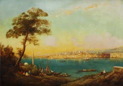 Adolphe BACHMAN (1880-?) Constantinople, vue de la rive asiatique Huile sur toile,...