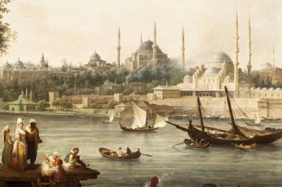 Jean-Baptiste HILAIR (1753-1822) Vue de la pointe du sérail prise de Galata, Constantinople...