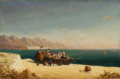 A.SAILLARD (XIX-XX ème) Barque échouée sur la plage Huile sur toile, signée en bas...