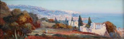 Constant LOUCHE (1880-1965) Panorama d'Alger Huile sur panneau d'isorel, signée en...