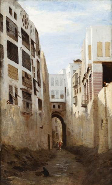 Louis MOUCHOT (1830-1891) Le vieux Caire Huile sur toile, signée en bas à droite....