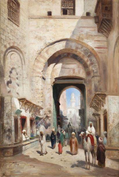 Frans Wilhelm ODELMARK (1849-1937) Porte de la Ville du Caire Huile sur toile, signée...