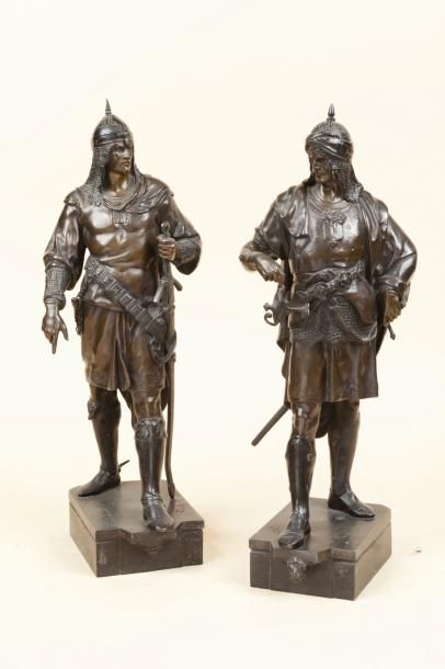 Emile Louis PICAULT (D'après) (1833-1915) Deux Guerriers Maures Deux épreuves en...